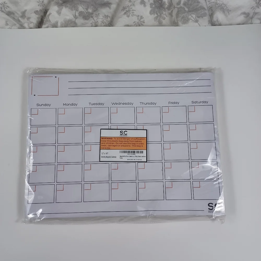 Magnetic Monthly Fridge Calendar NEW Dry Erase Board 12